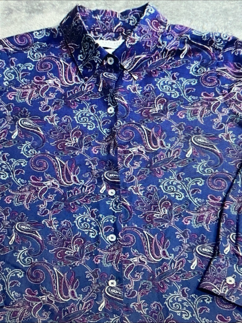 Foxcroft Purple & Blue Paisley Button-Down Shirt